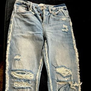 Frame Blue denim with distressed details size 26